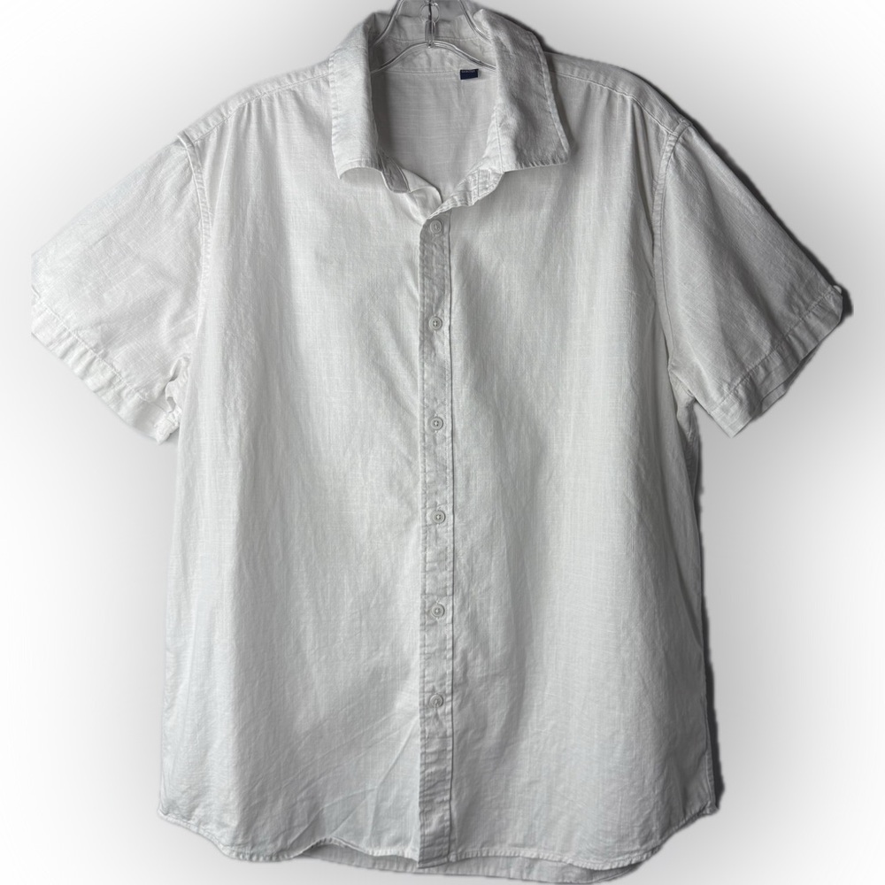 CLASSIC COLLECTION Men's Med White Button-Down Short Sleeve Shirt w/notched cuff